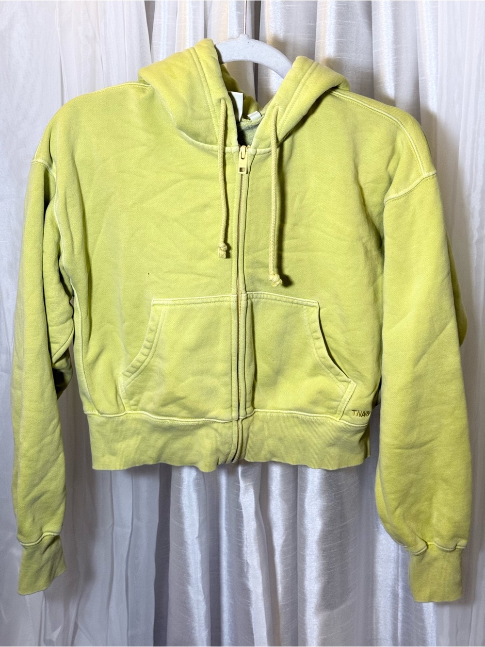 TNA yellow Cropped Zip-Up Hoodie